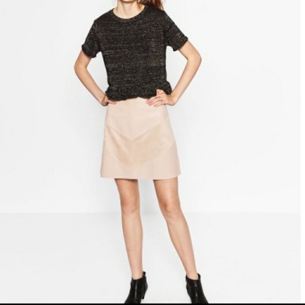NWOT Zara Leather Suede Skirt